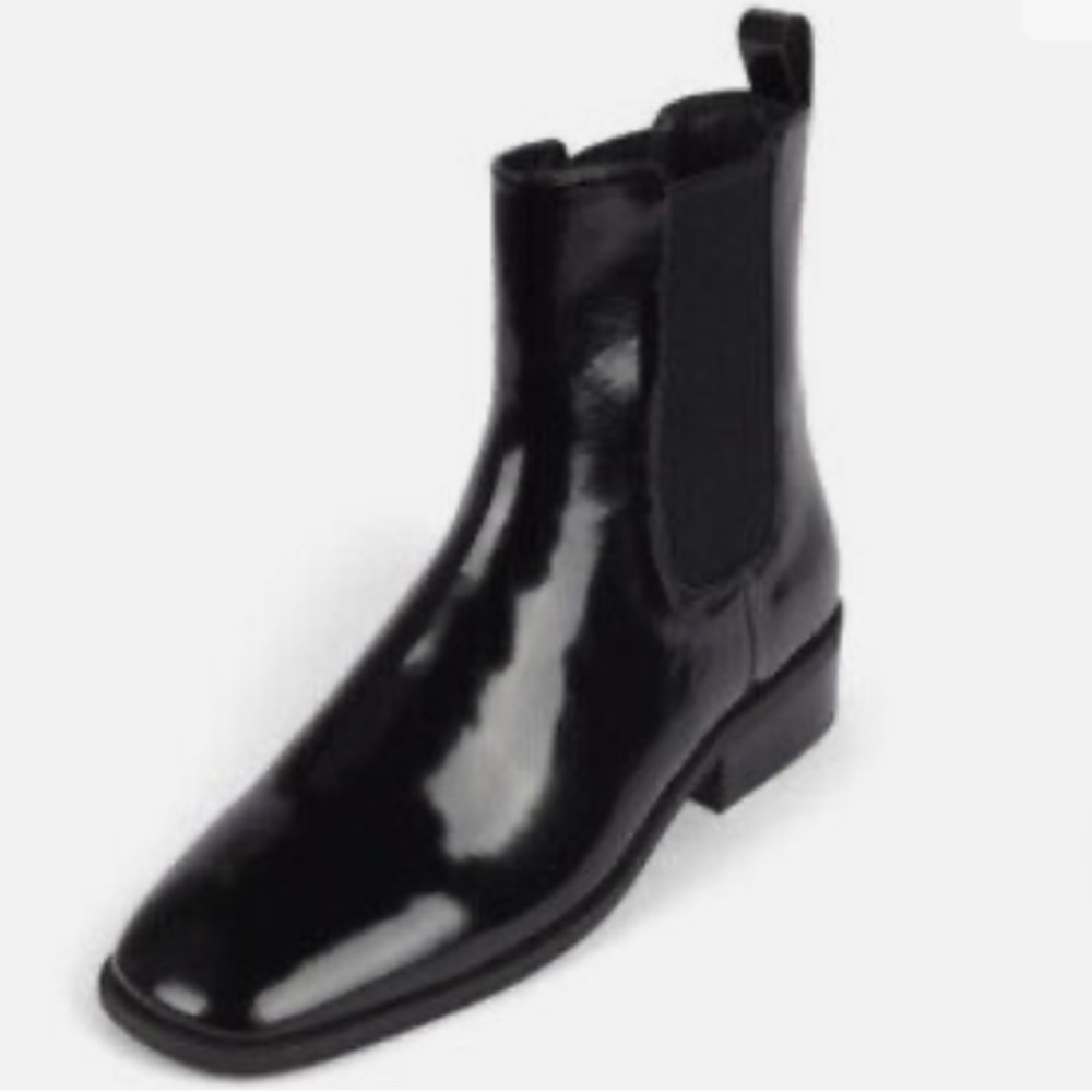 Jeffrey Campbell Emrys Black Patent Leather Square Toe Chelsea Boots Sz7 NWOB - Picture 5 of 16